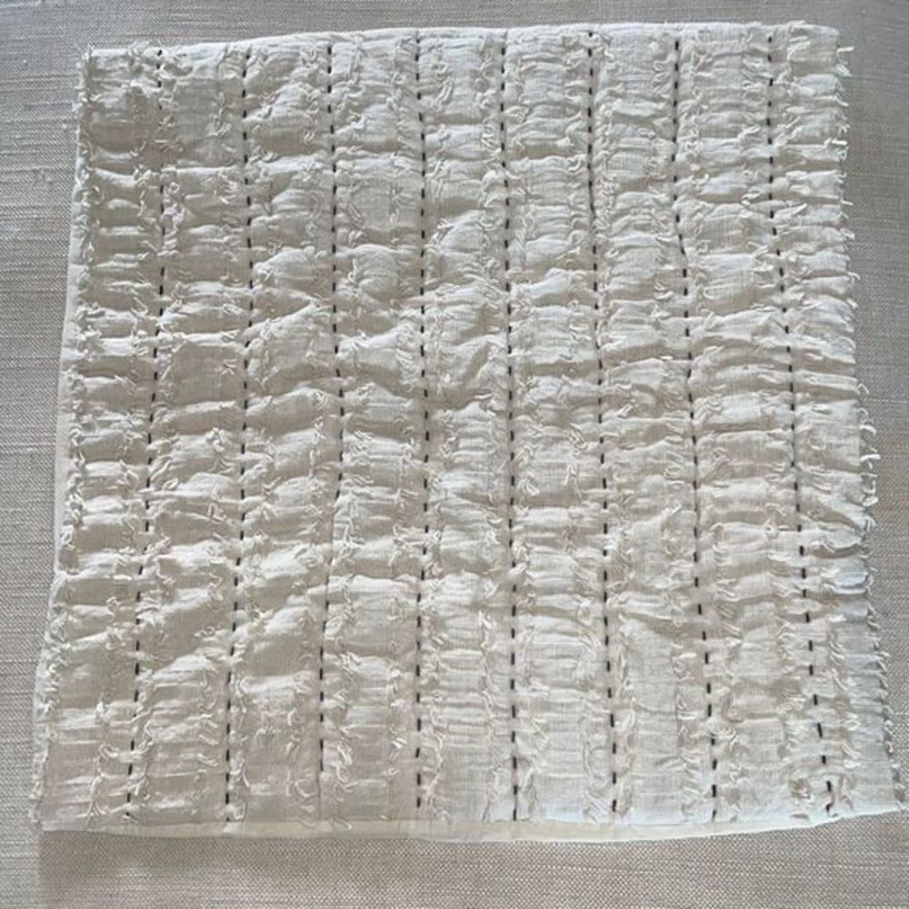 Anthropologie Textured Marisol Quilted Euro Sham Neutral Cream